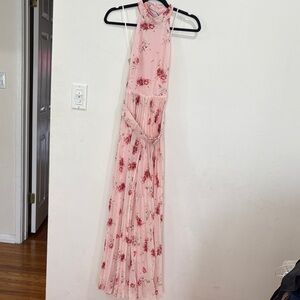 Floral Pink Halter Maxi Dress